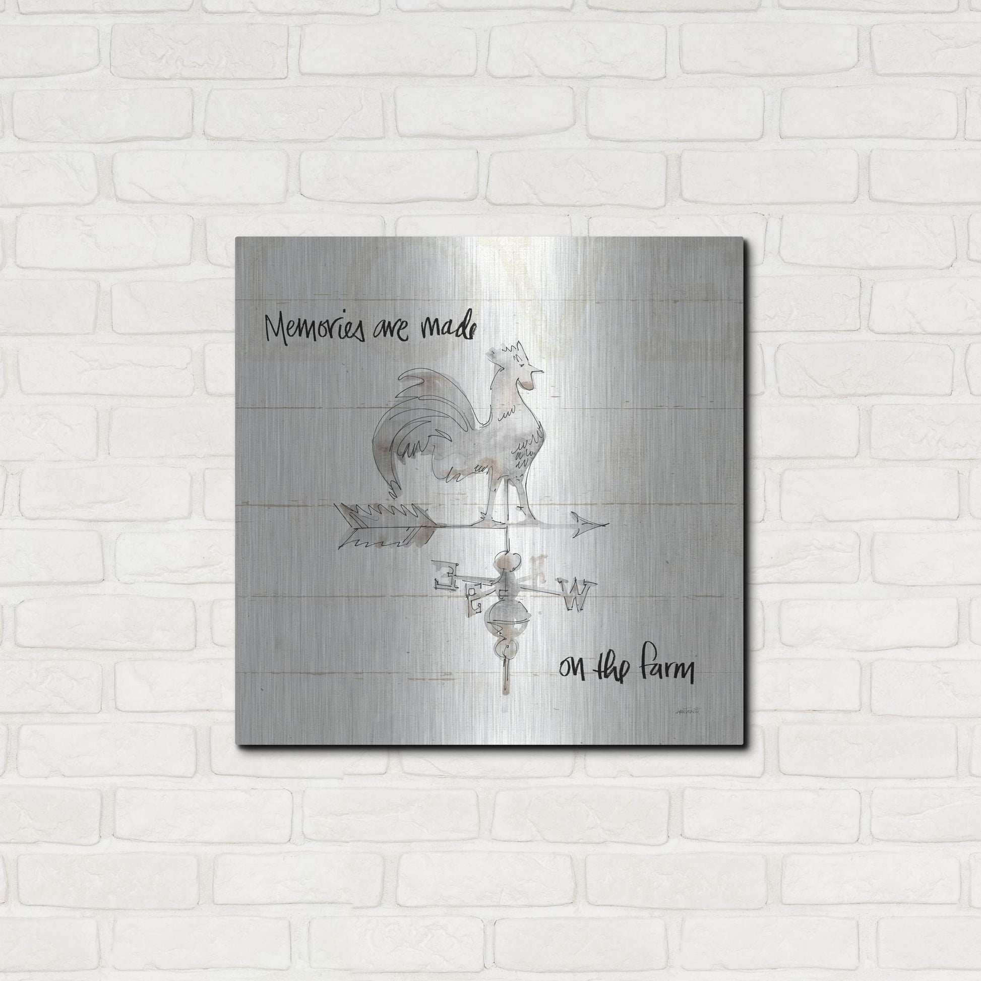 Luxe Metal Art 'Farm Memories V' by Anne Tavoletti, Metal Wall Art,24x24