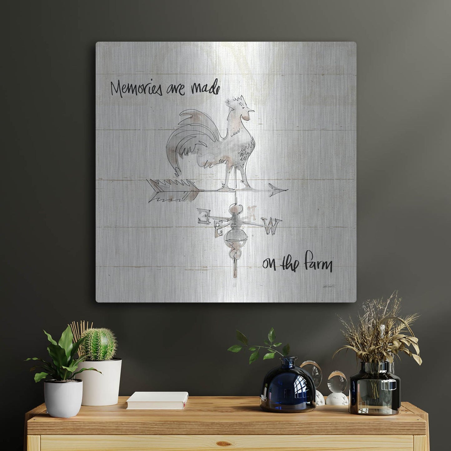 Luxe Metal Art 'Farm Memories V' by Anne Tavoletti, Metal Wall Art,24x24