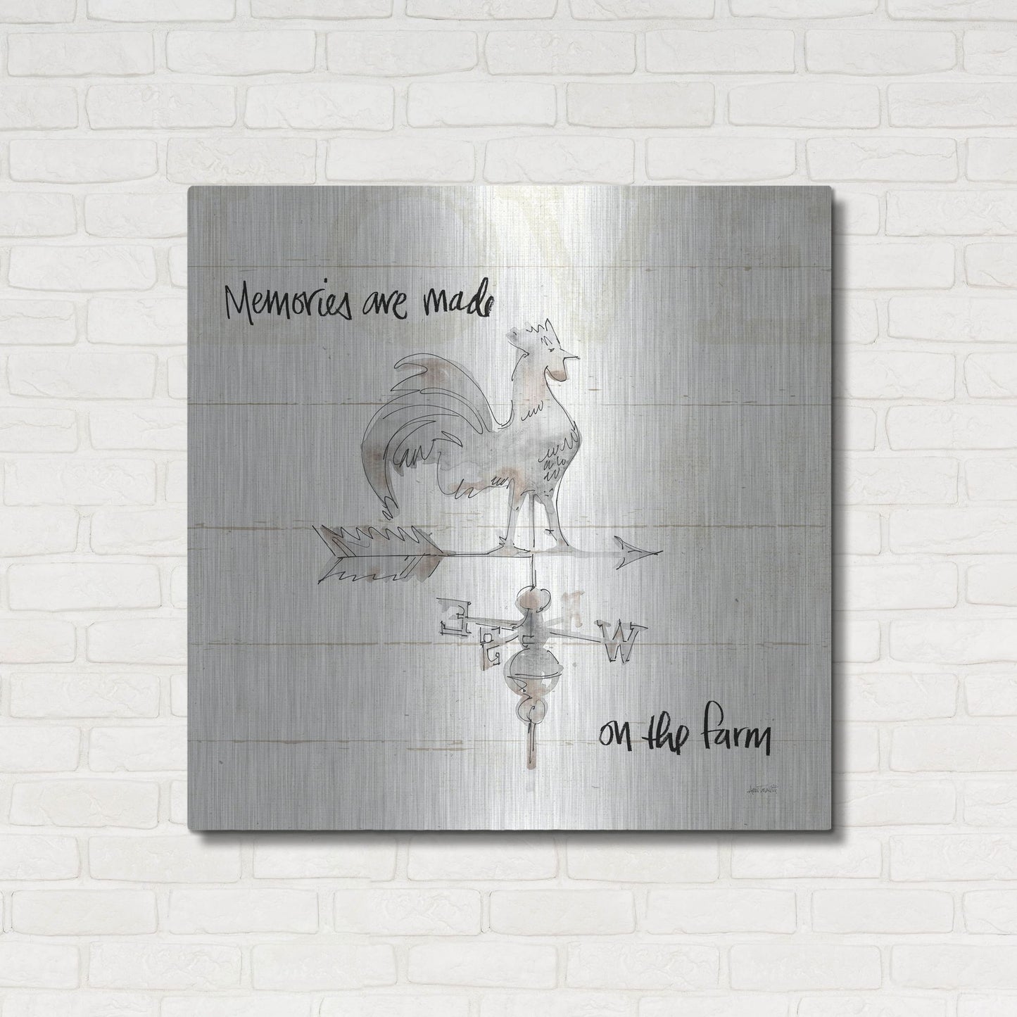 Luxe Metal Art 'Farm Memories V' by Anne Tavoletti, Metal Wall Art,36x36