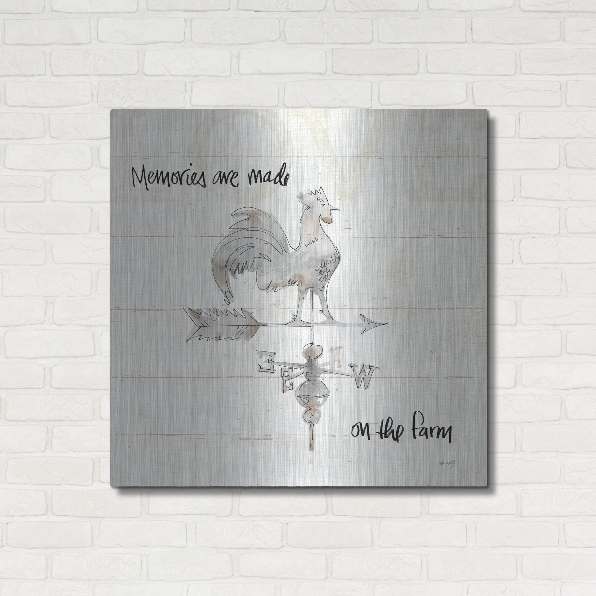 Luxe Metal Art 'Farm Memories V' by Anne Tavoletti, Metal Wall Art,36x36