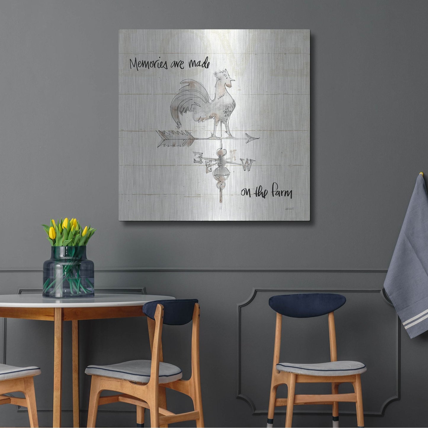 Luxe Metal Art 'Farm Memories V' by Anne Tavoletti, Metal Wall Art,36x36