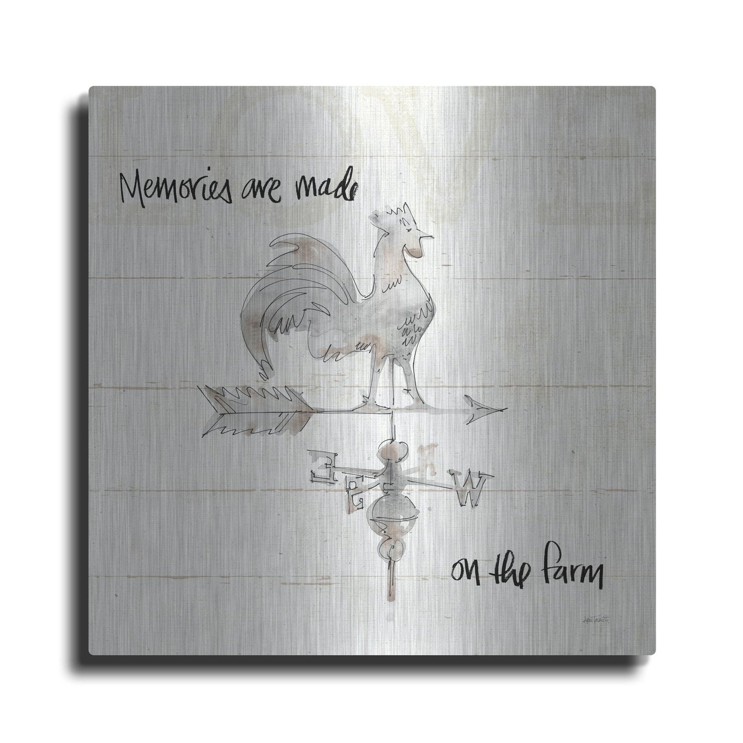 Luxe Metal Art 'Farm Memories V' by Anne Tavoletti, Metal Wall Art