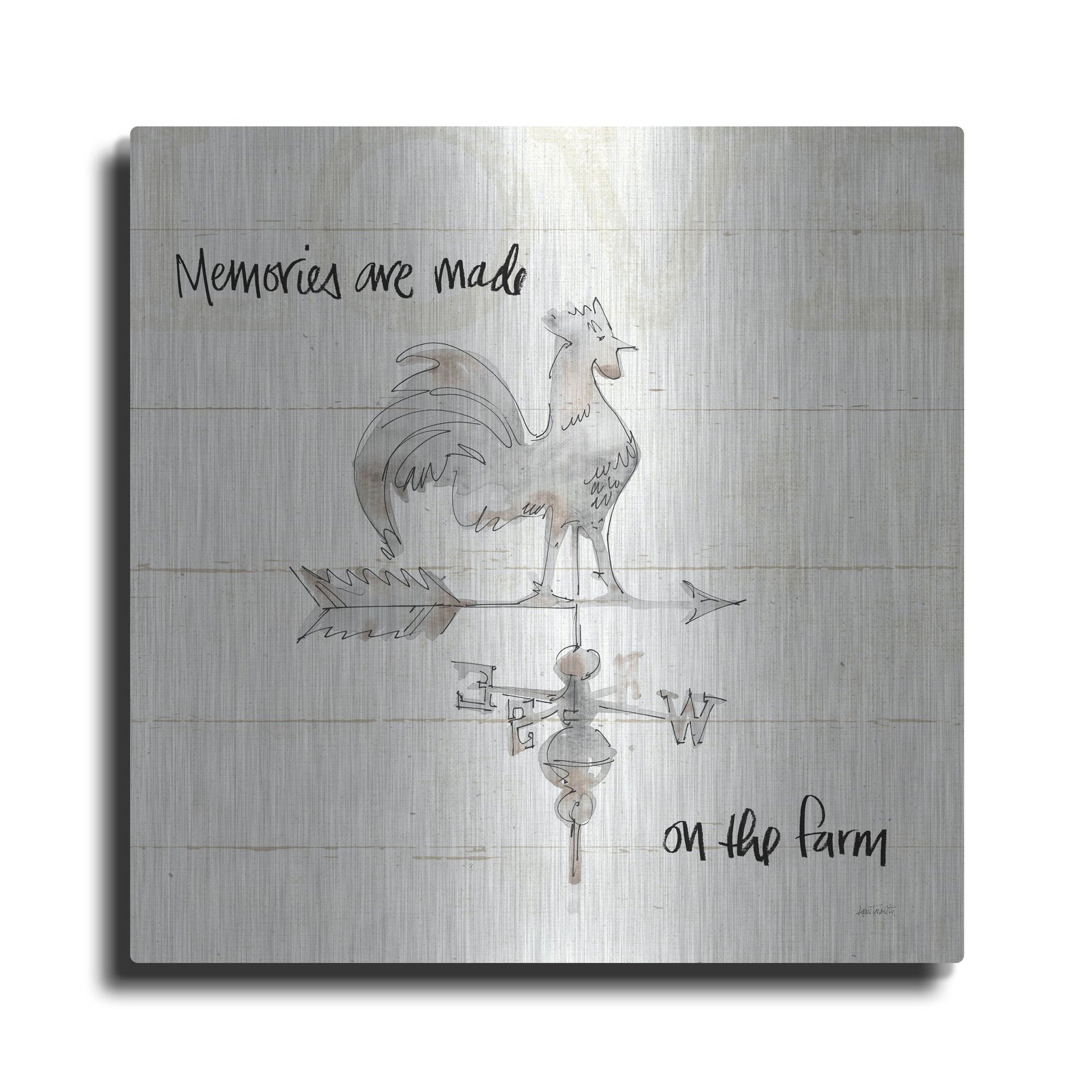 Luxe Metal Art 'Farm Memories V' by Anne Tavoletti, Metal Wall Art