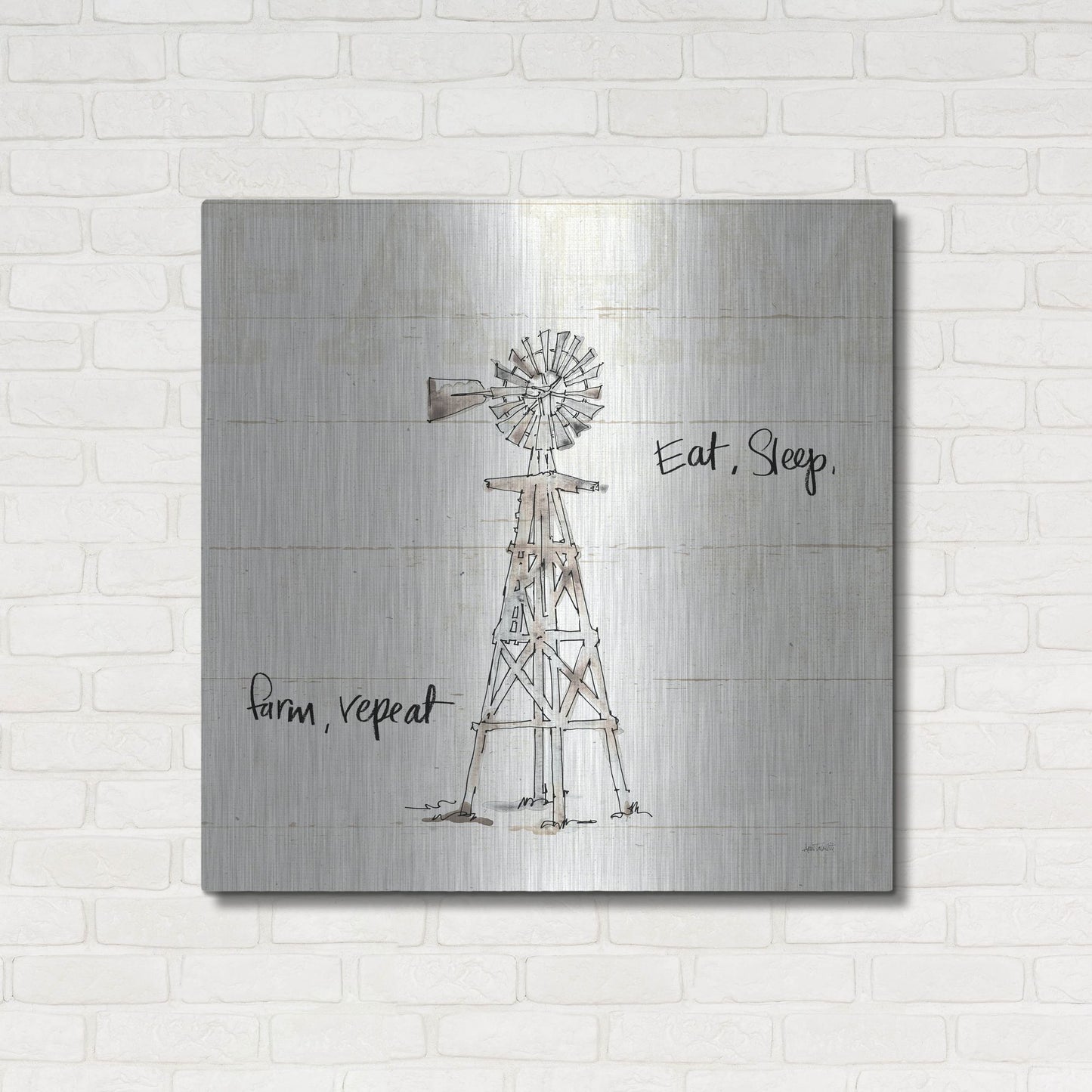 Luxe Metal Art 'Farm Memories VI' by Anne Tavoletti, Metal Wall Art,36x36