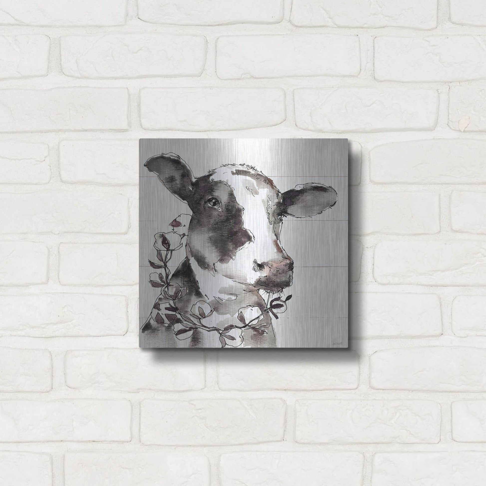 Luxe Metal Art 'Country Life IV' by Anne Tavoletti, Metal Wall Art,12x12