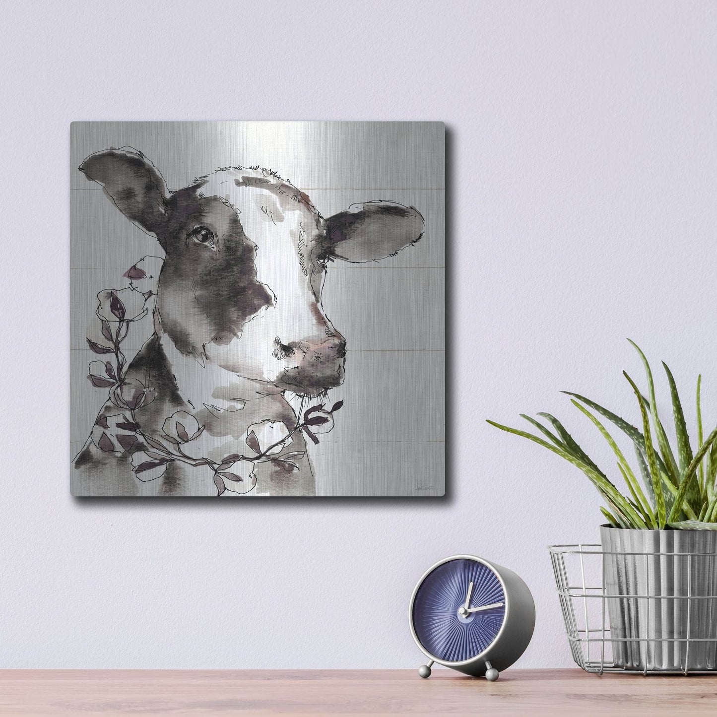 Luxe Metal Art 'Country Life IV' by Anne Tavoletti, Metal Wall Art,12x12