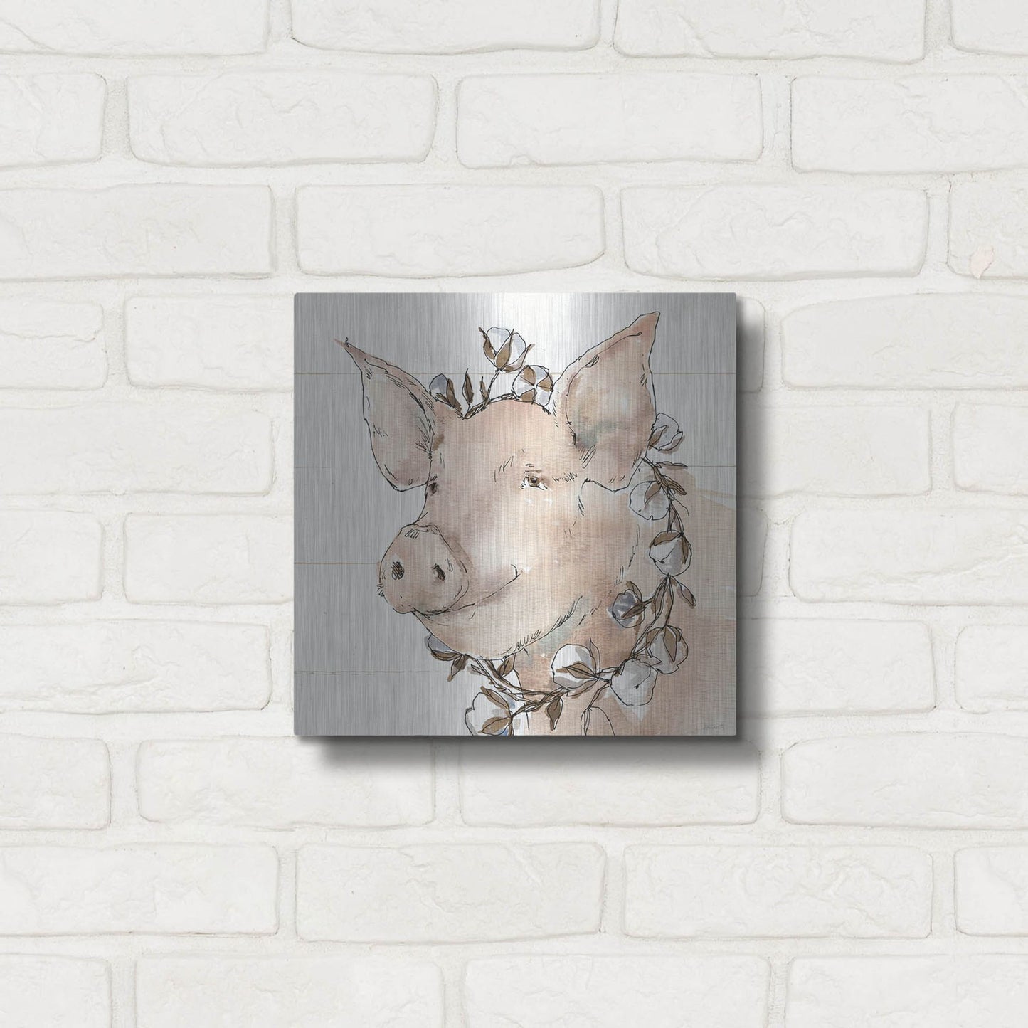 Luxe Metal Art 'Country Life V' by Anne Tavoletti, Metal Wall Art,12x12