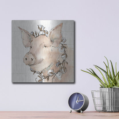 Luxe Metal Art 'Country Life V' by Anne Tavoletti, Metal Wall Art,12x12