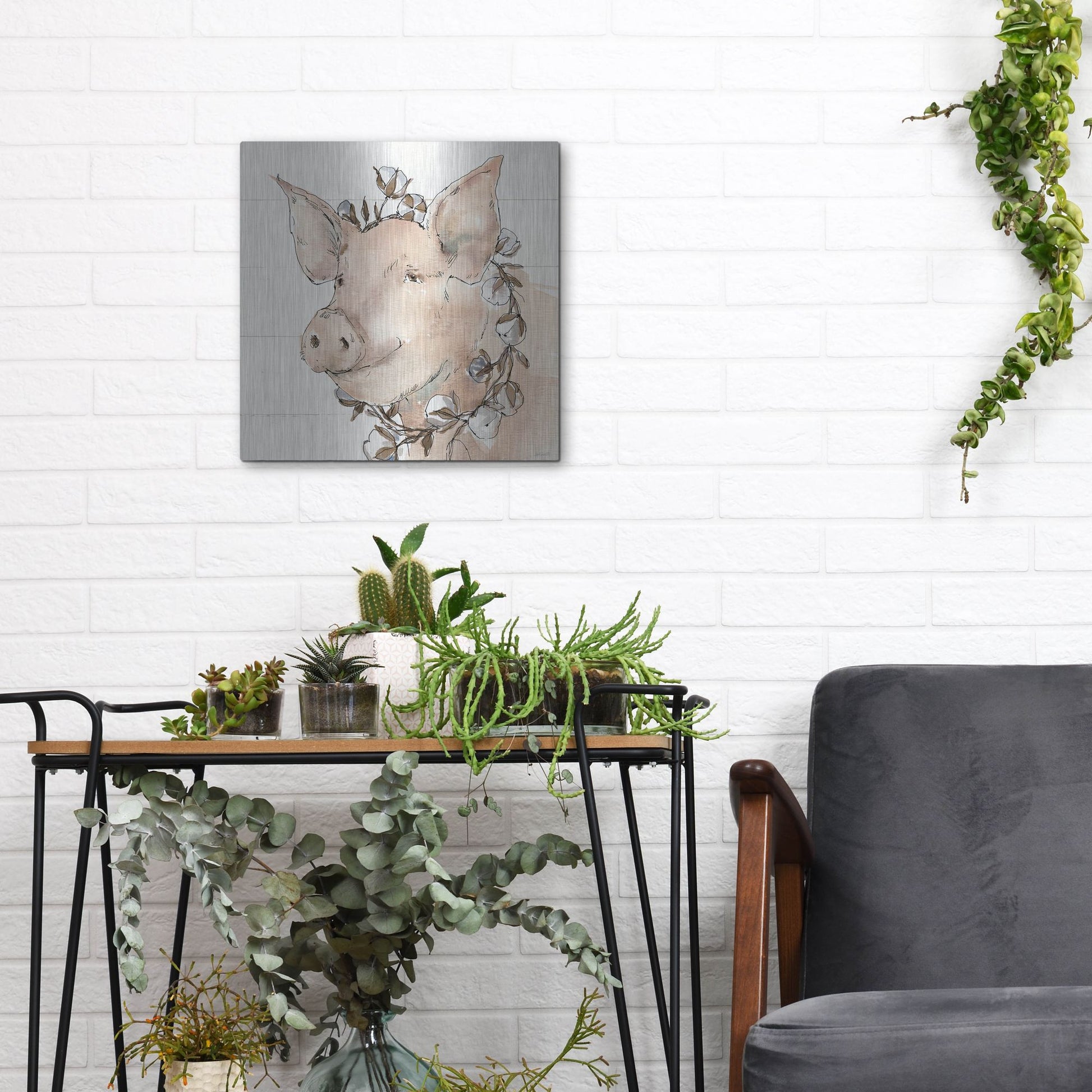 Luxe Metal Art 'Country Life V' by Anne Tavoletti, Metal Wall Art,12x12