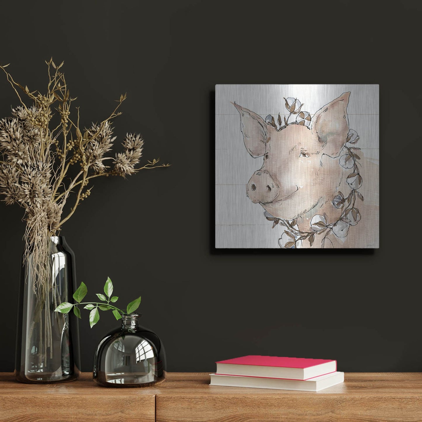 Luxe Metal Art 'Country Life V' by Anne Tavoletti, Metal Wall Art,12x12