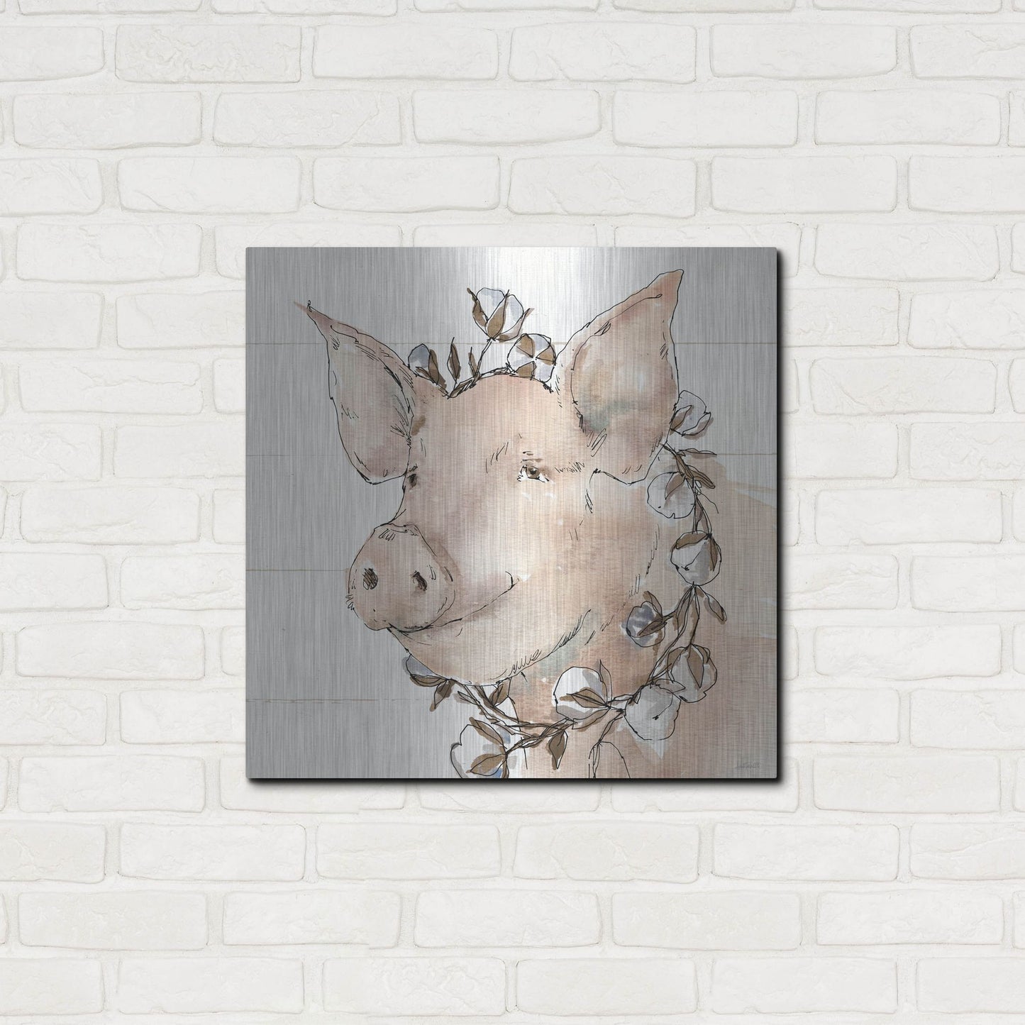 Luxe Metal Art 'Country Life V' by Anne Tavoletti, Metal Wall Art,24x24