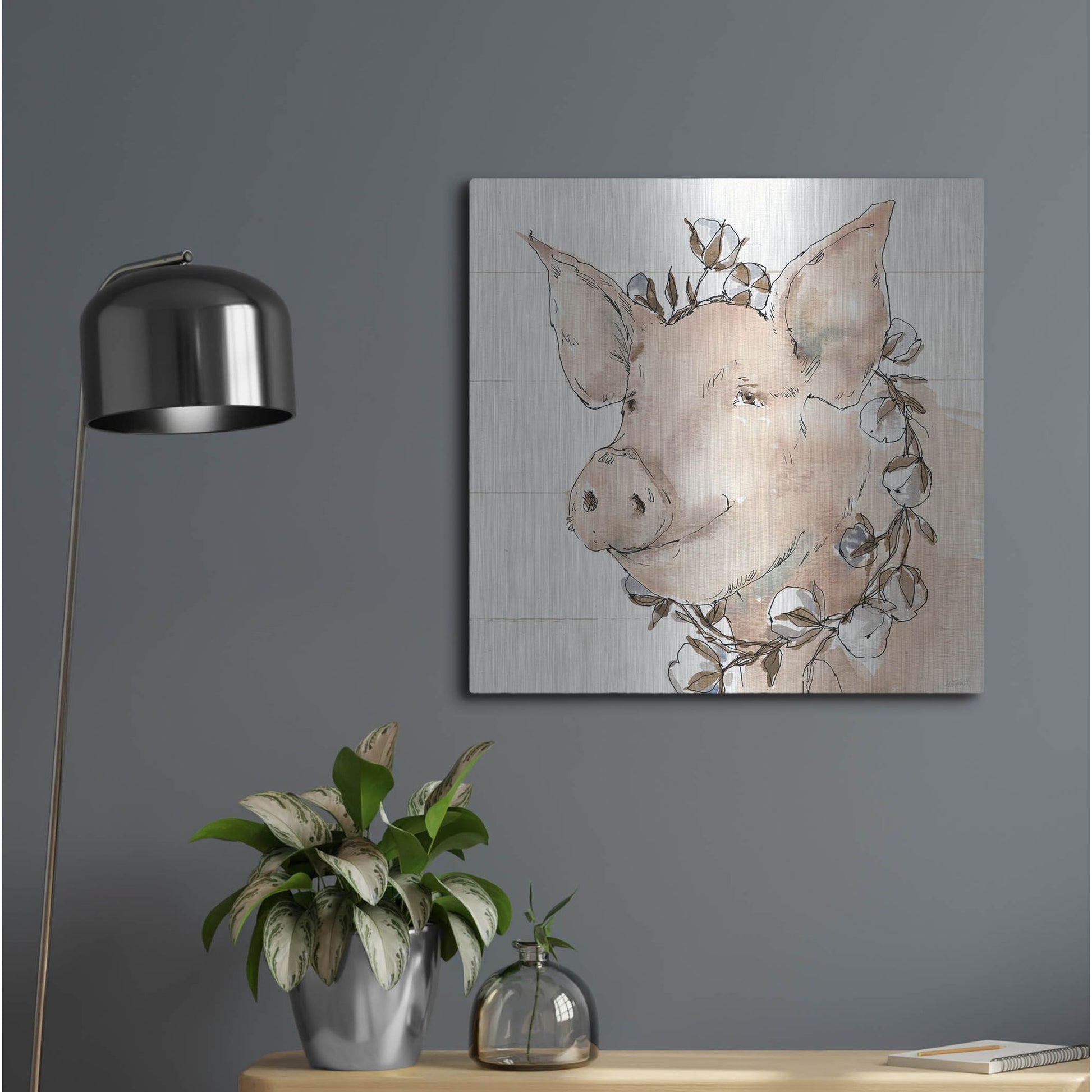 Luxe Metal Art 'Country Life V' by Anne Tavoletti, Metal Wall Art,24x24