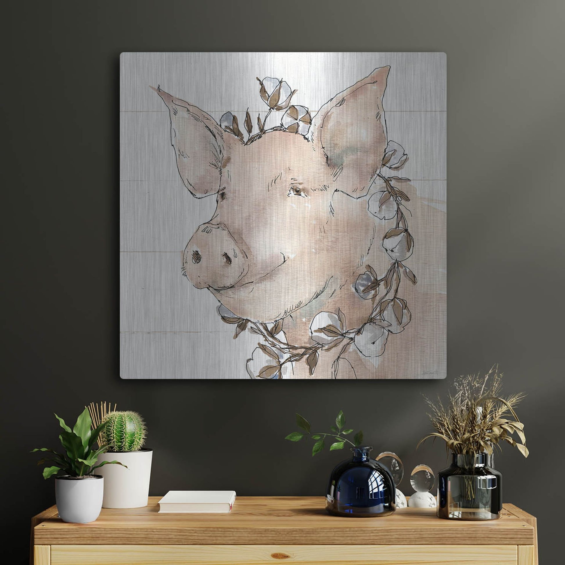Luxe Metal Art 'Country Life V' by Anne Tavoletti, Metal Wall Art,24x24