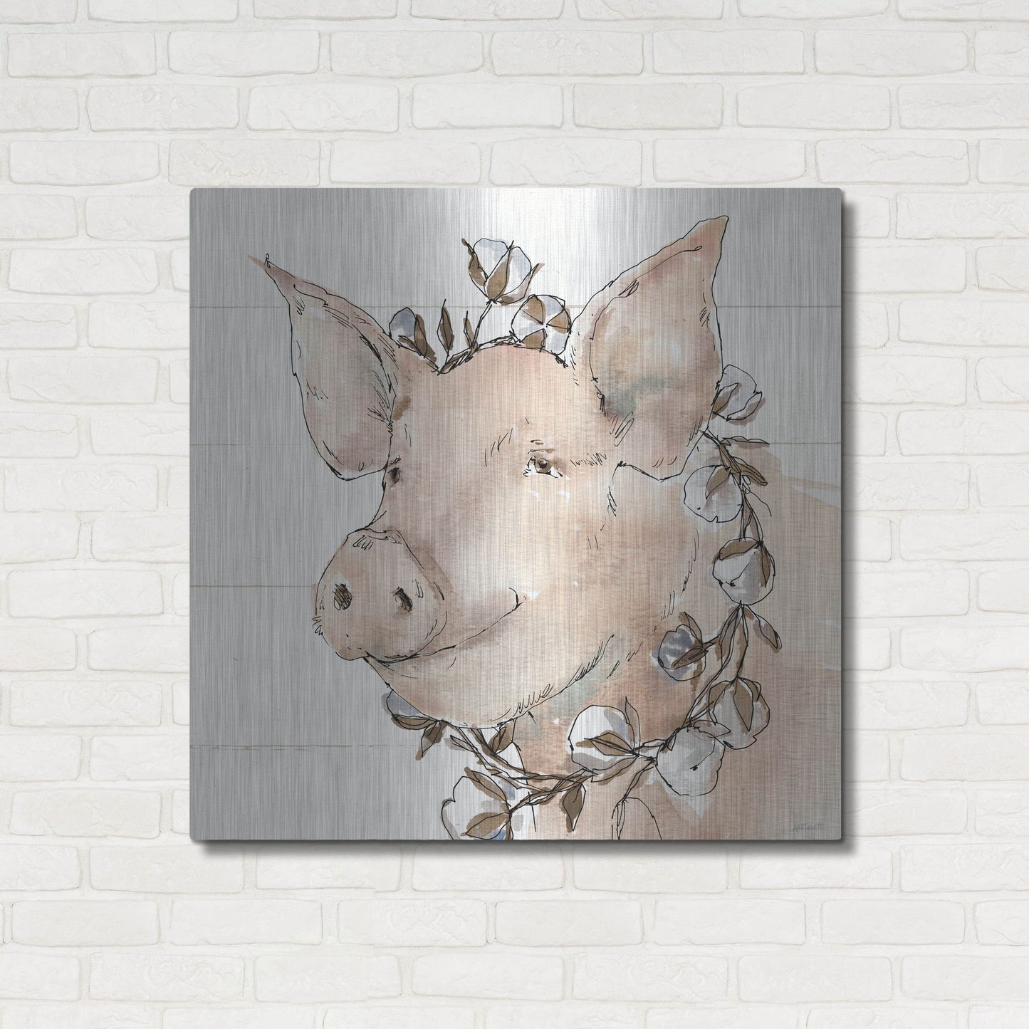 Luxe Metal Art 'Country Life V' by Anne Tavoletti, Metal Wall Art,36x36