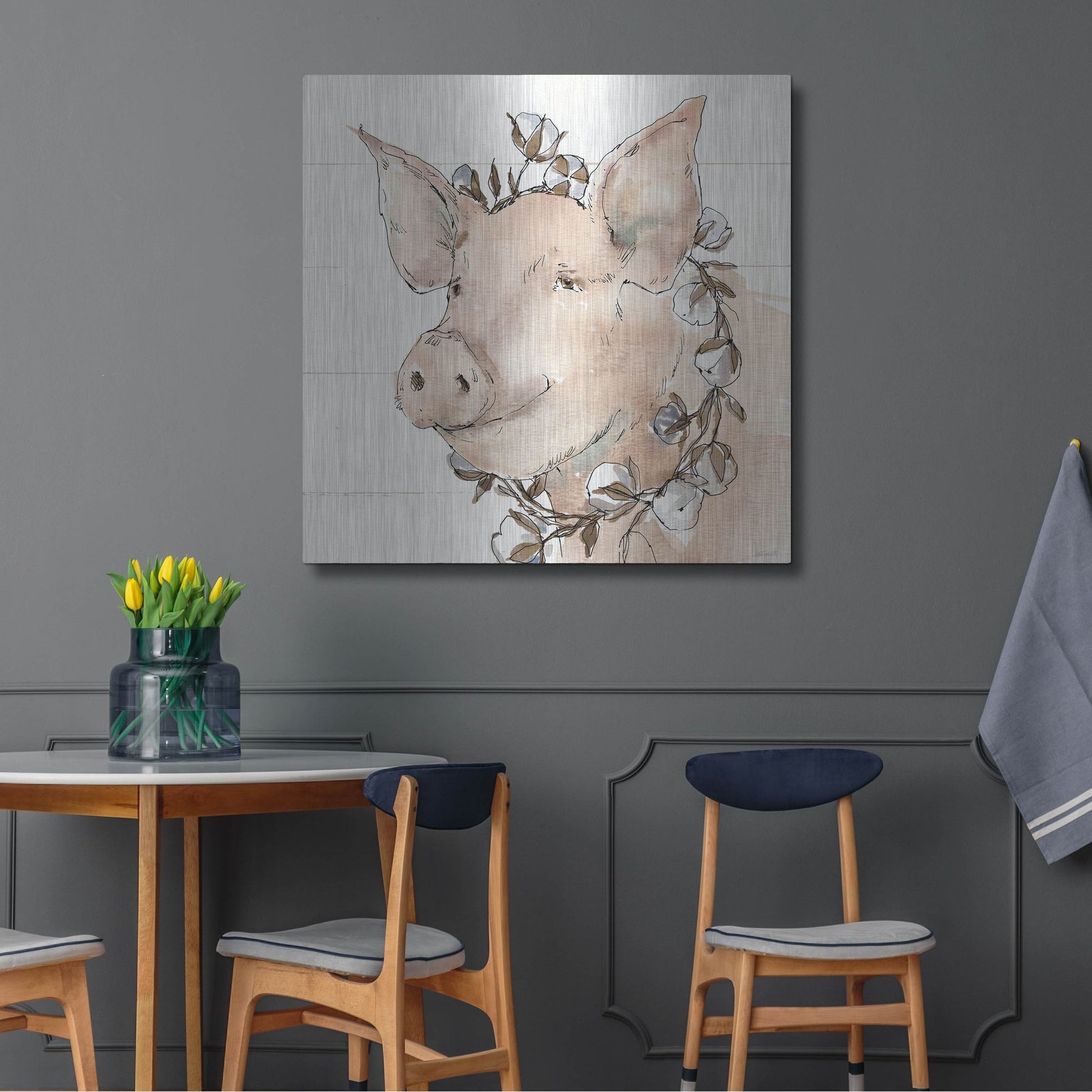 Luxe Metal Art 'Country Life V' by Anne Tavoletti, Metal Wall Art,36x36