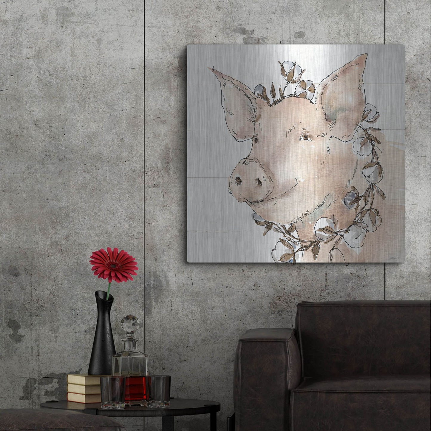 Luxe Metal Art 'Country Life V' by Anne Tavoletti, Metal Wall Art,36x36