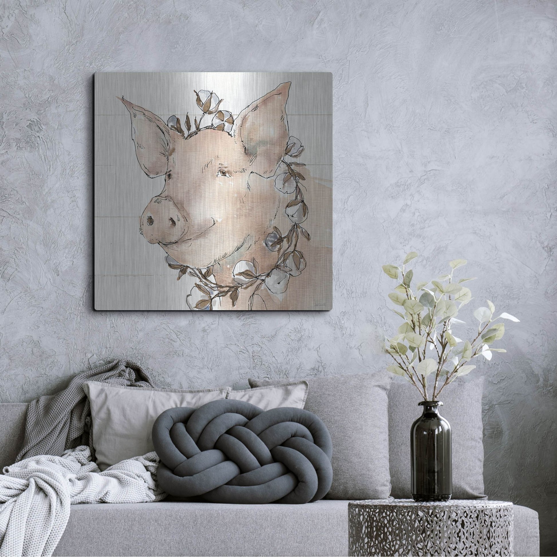 Luxe Metal Art 'Country Life V' by Anne Tavoletti, Metal Wall Art,36x36