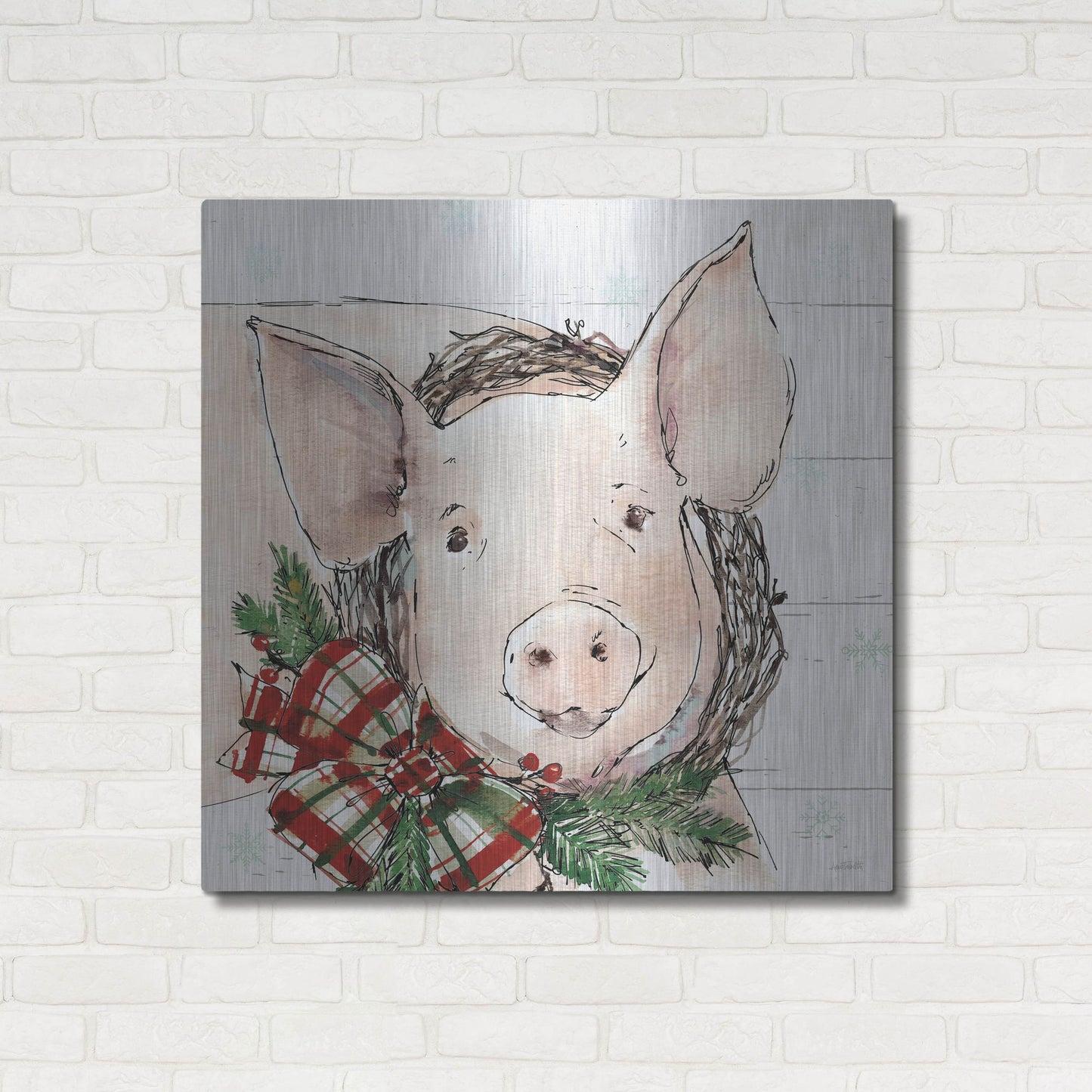 Luxe Metal Art 'Holiday on the Farm VII' by Anne Tavoletti, Metal Wall Art,36x36