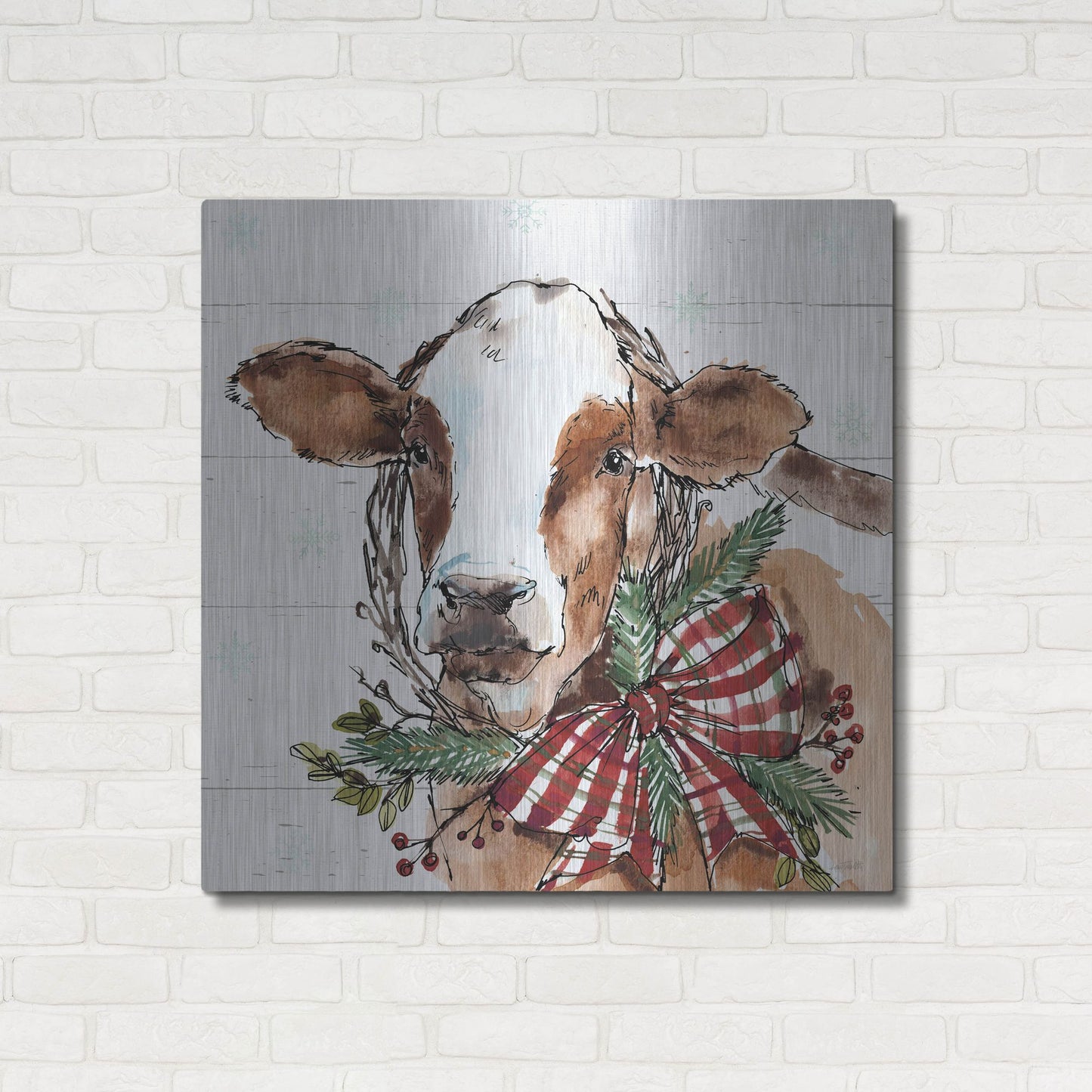 Luxe Metal Art 'Holiday on the Farm VIII' by Anne Tavoletti, Metal Wall Art,36x36