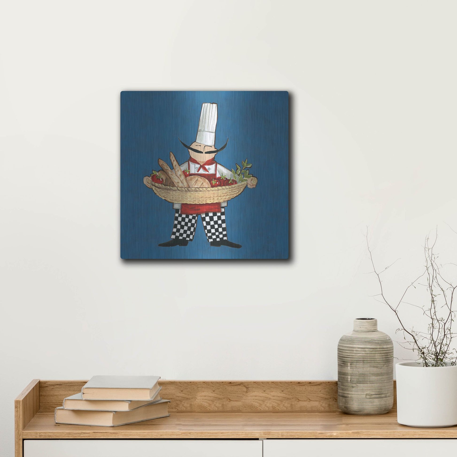 Luxe Metal Art 'Pane Chef in Color' by Anne Tavoletti, Metal Wall Art,12x12