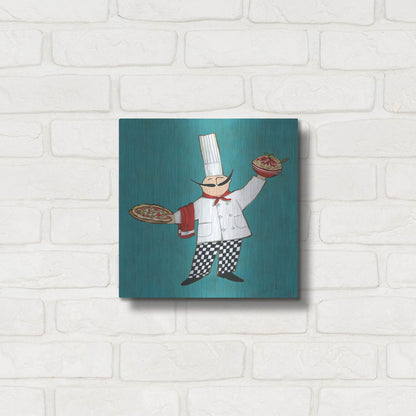 Luxe Metal Art 'Pasta Chef in Color' by Anne Tavoletti, Metal Wall Art,12x12