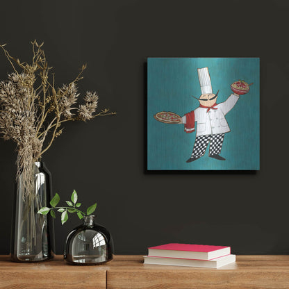 Luxe Metal Art 'Pasta Chef in Color' by Anne Tavoletti, Metal Wall Art,12x12