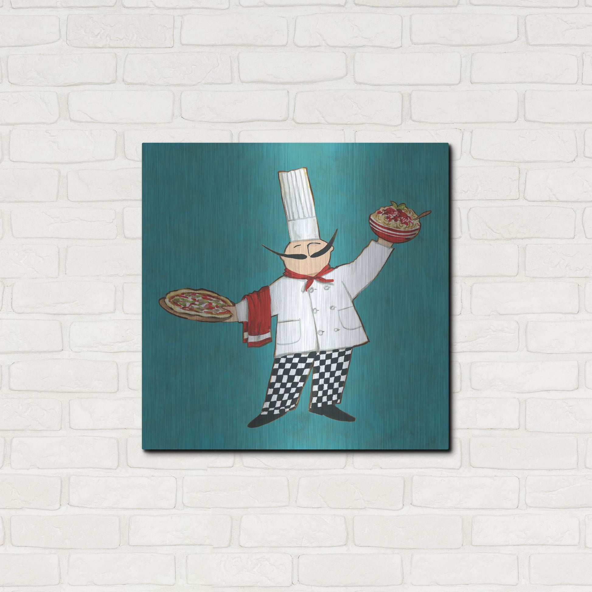 Luxe Metal Art 'Pasta Chef in Color' by Anne Tavoletti, Metal Wall Art,24x24