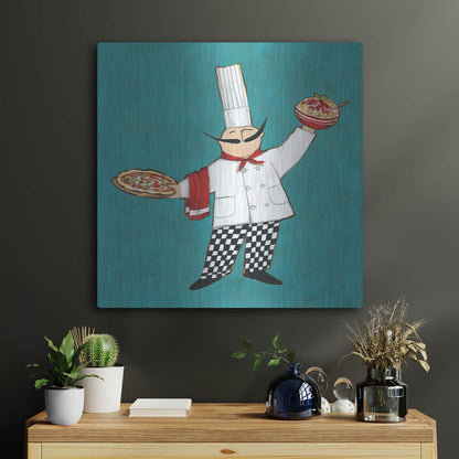 Luxe Metal Art 'Pasta Chef in Color' by Anne Tavoletti, Metal Wall Art,24x24