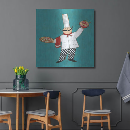 Luxe Metal Art 'Pasta Chef in Color' by Anne Tavoletti, Metal Wall Art,36x36