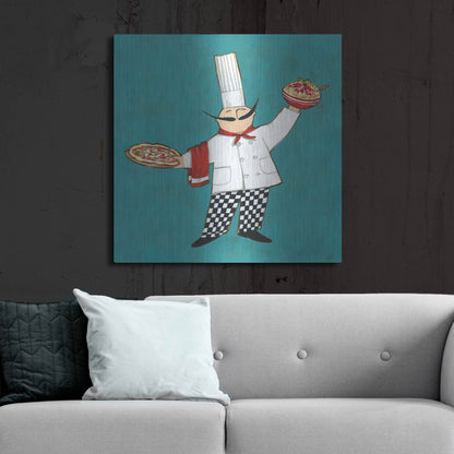 Luxe Metal Art 'Pasta Chef in Color' by Anne Tavoletti, Metal Wall Art,36x36