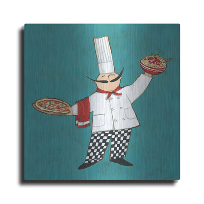 Luxe Metal Art 'Pasta Chef in Color' by Anne Tavoletti, Metal Wall Art