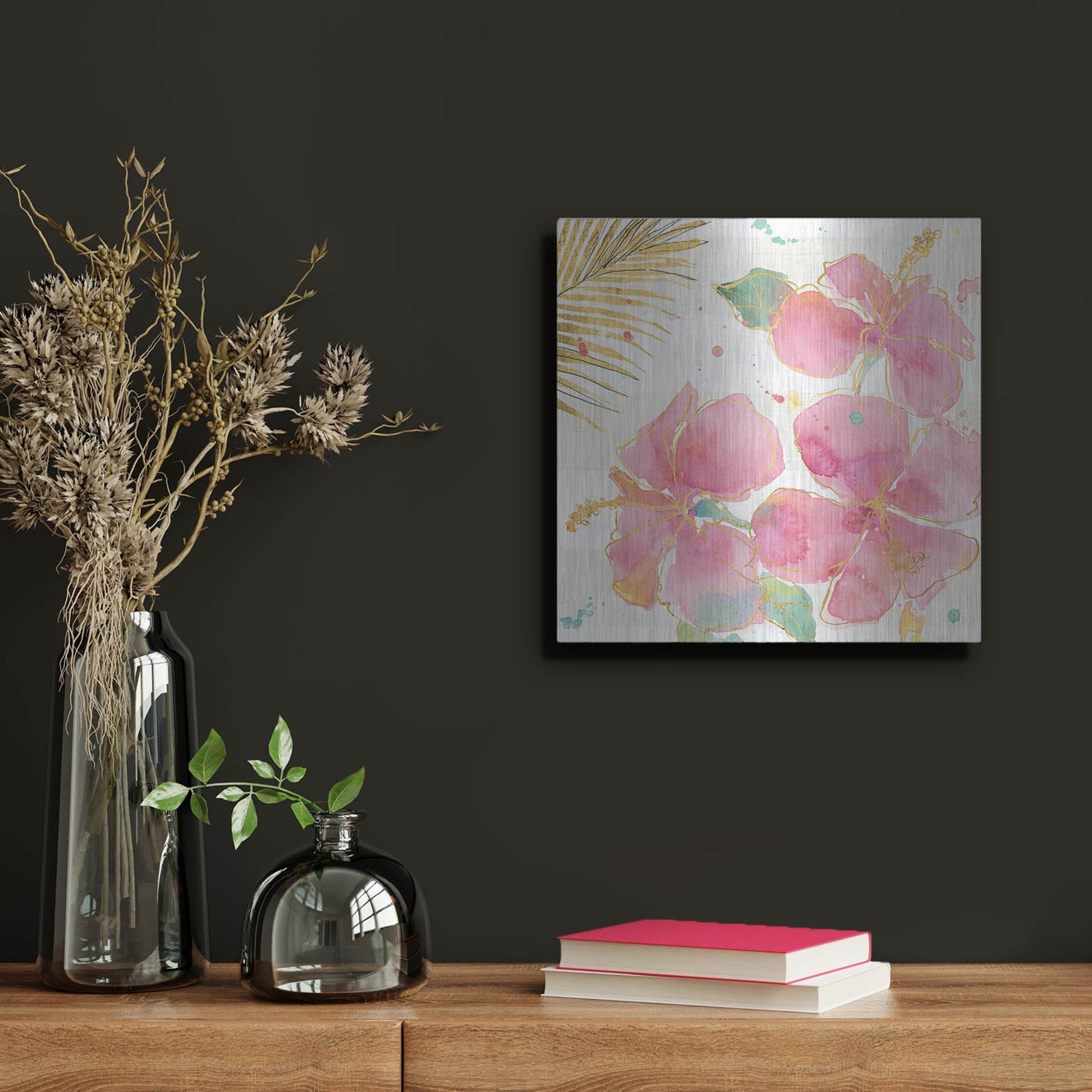 Luxe Metal Art 'Flamingo Fever VII' by Anne Tavoletti, Metal Wall Art,12x12