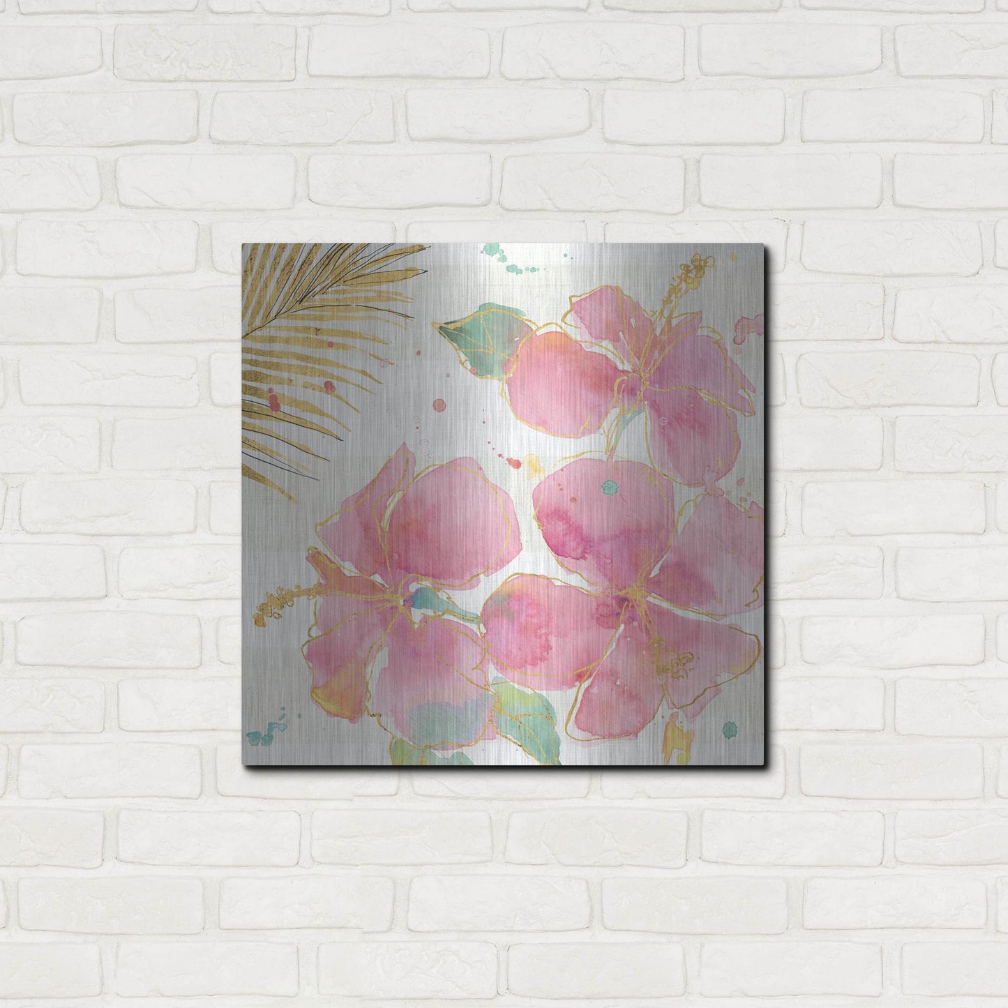 Luxe Metal Art 'Flamingo Fever VII' by Anne Tavoletti, Metal Wall Art,24x24