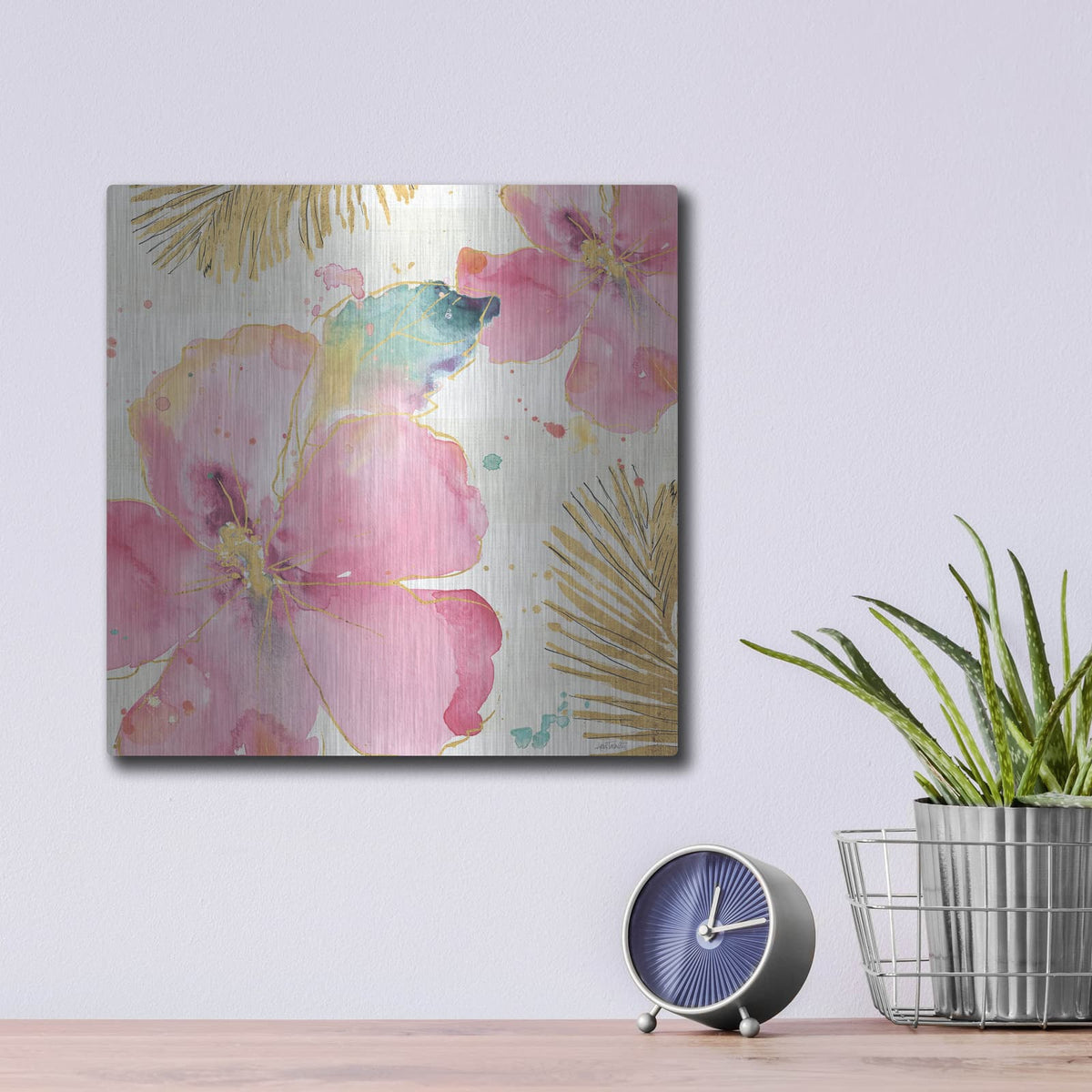 'Flamingo Fever VIII' by Anne Tavoletti – Metal Wall Art, 12x12 room view