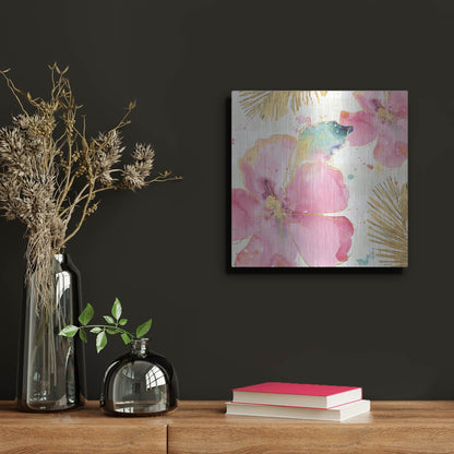 Luxe Metal Art 'Flamingo Fever VIII' by Anne Tavoletti, Metal Wall Art,12x12