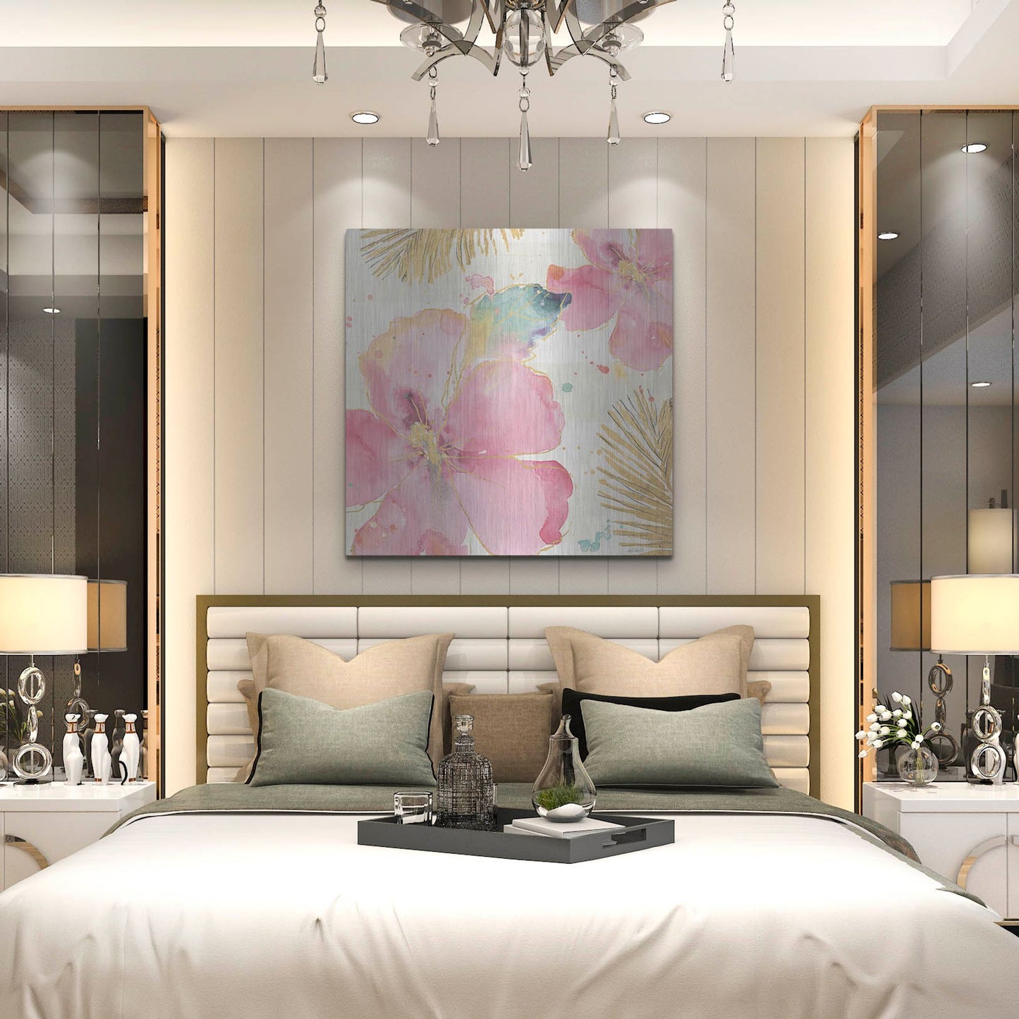 Luxe Metal Art 'Flamingo Fever VIII' by Anne Tavoletti, Metal Wall Art,36x36