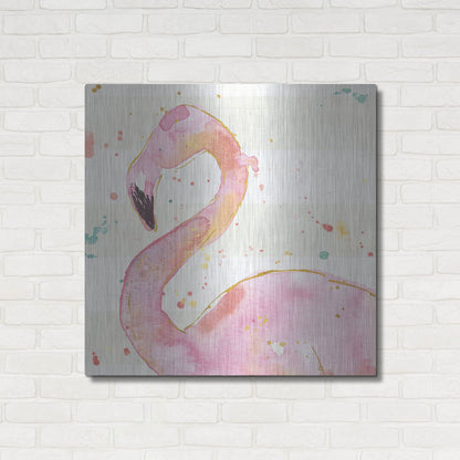 Luxe Metal Art 'Flamingo Fever III' by Anne Tavoletti, Metal Wall Art,36x36