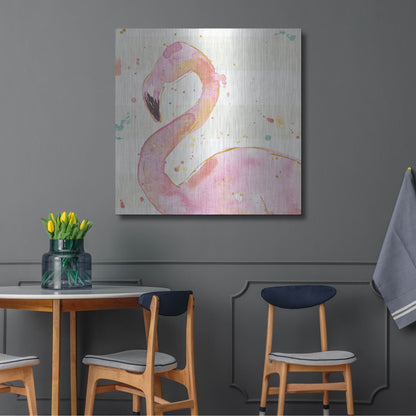 Luxe Metal Art 'Flamingo Fever III' by Anne Tavoletti, Metal Wall Art,36x36