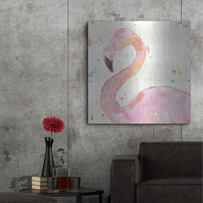 Luxe Metal Art 'Flamingo Fever III' by Anne Tavoletti, Metal Wall Art,36x36