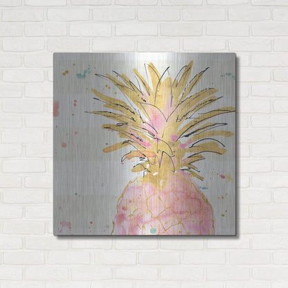 Luxe Metal Art 'Flamingo Fever V' by Anne Tavoletti, Metal Wall Art,36x36