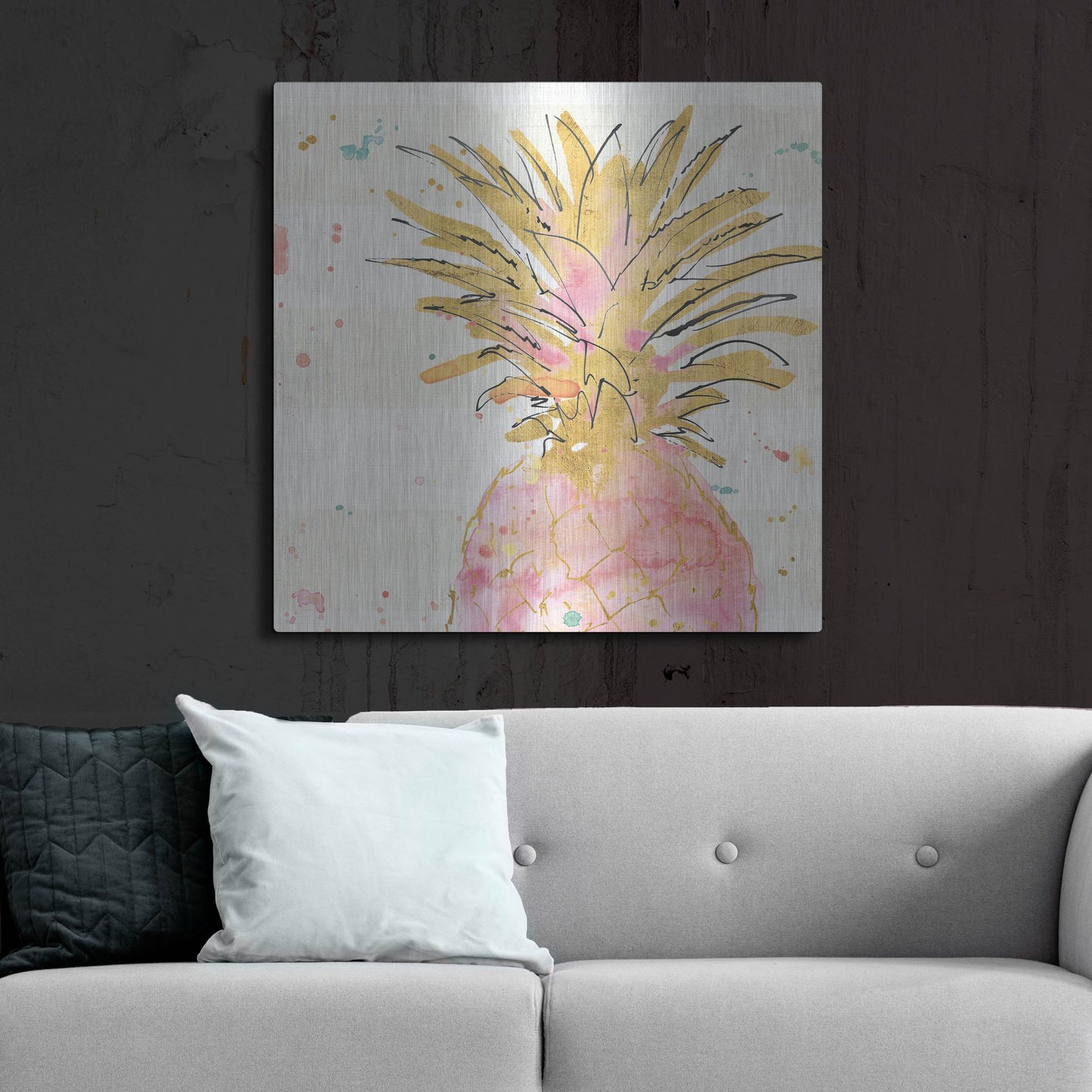 Luxe Metal Art 'Flamingo Fever V' by Anne Tavoletti, Metal Wall Art,36x36