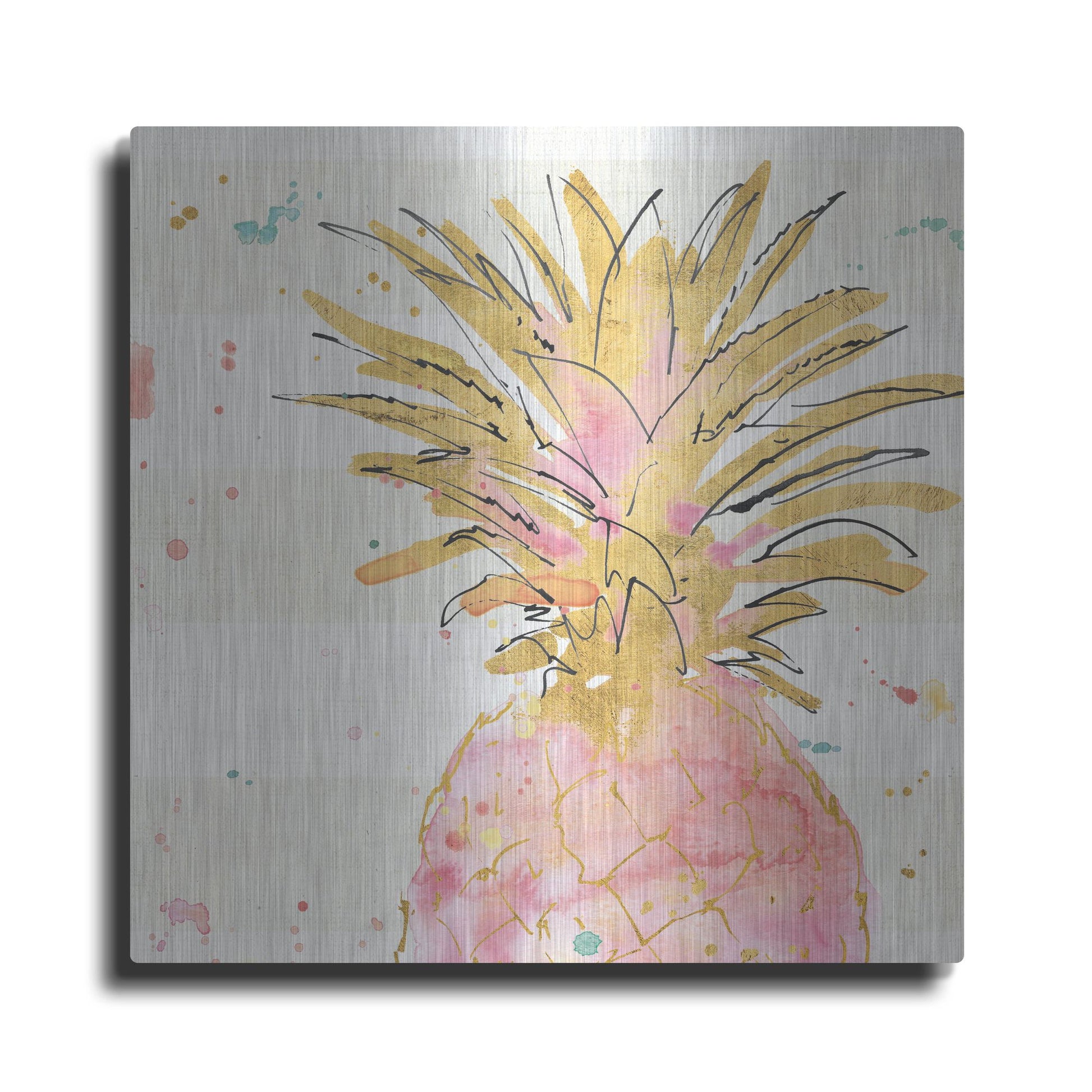 Luxe Metal Art 'Flamingo Fever V' by Anne Tavoletti, Metal Wall Art