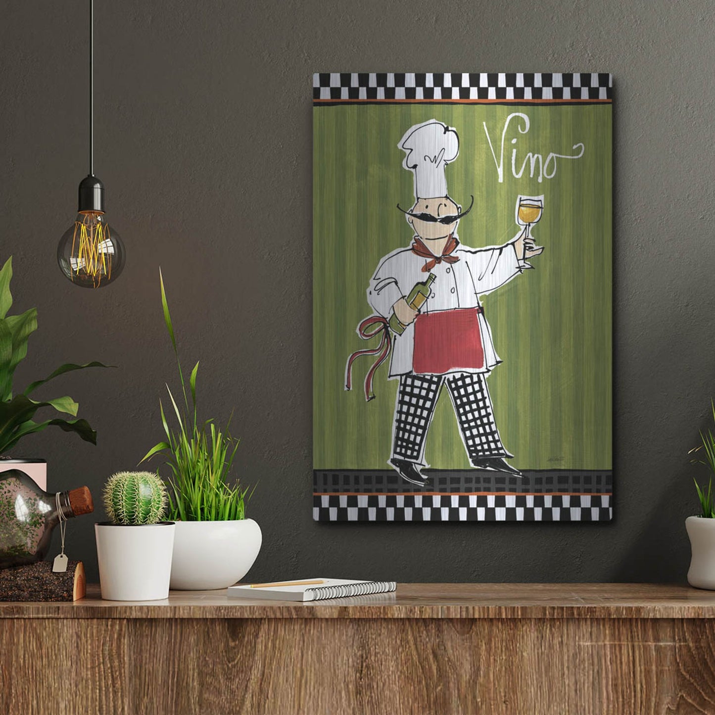 Luxe Metal Art 'Chefs on the Go IV' by Anne Tavoletti, Metal Wall Art,12x16