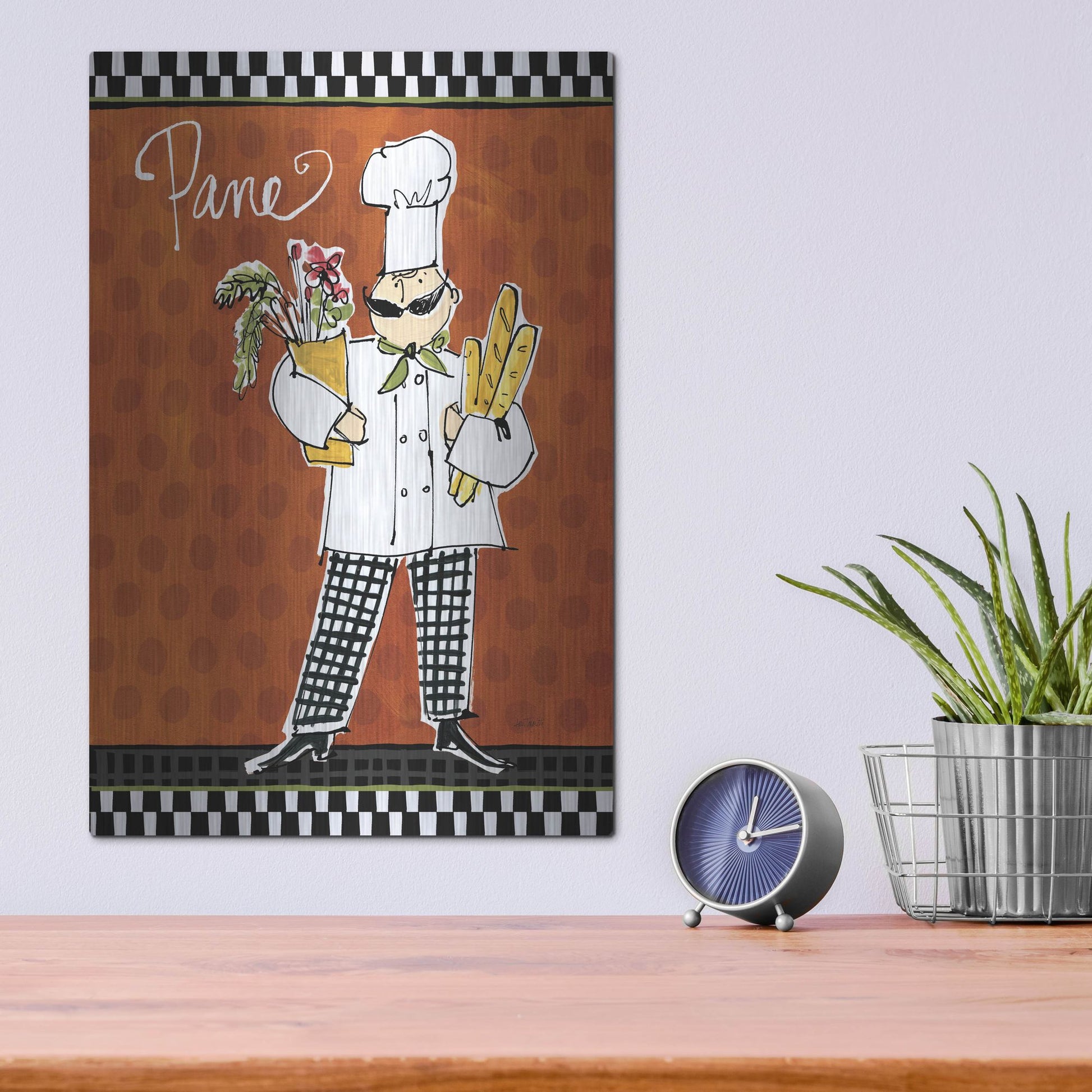 Luxe Metal Art 'Chefs on the Go III' by Anne Tavoletti, Metal Wall Art,12x16