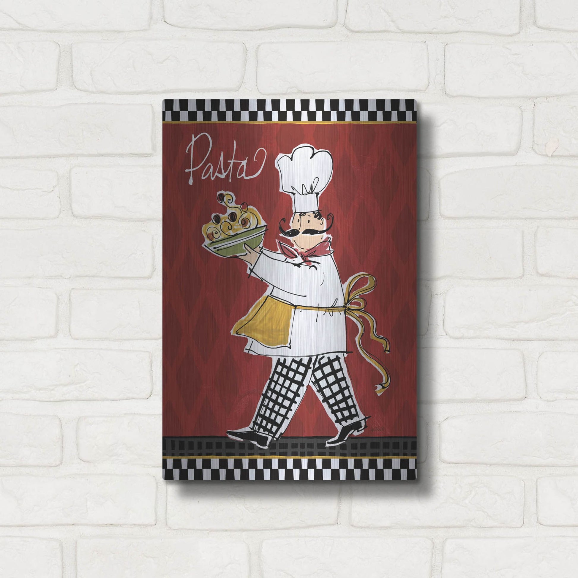 Luxe Metal Art 'Chefs on the Go I' by Anne Tavoletti, Metal Wall Art,12x16