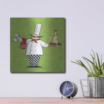 Luxe Metal Art 'Cafe Chef in Color' by Anne Tavoletti, Metal Wall Art,12x12