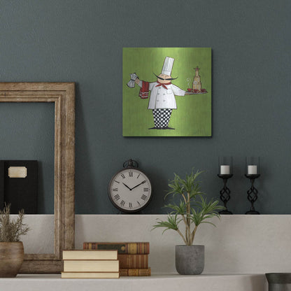 Luxe Metal Art 'Cafe Chef in Color' by Anne Tavoletti, Metal Wall Art,12x12