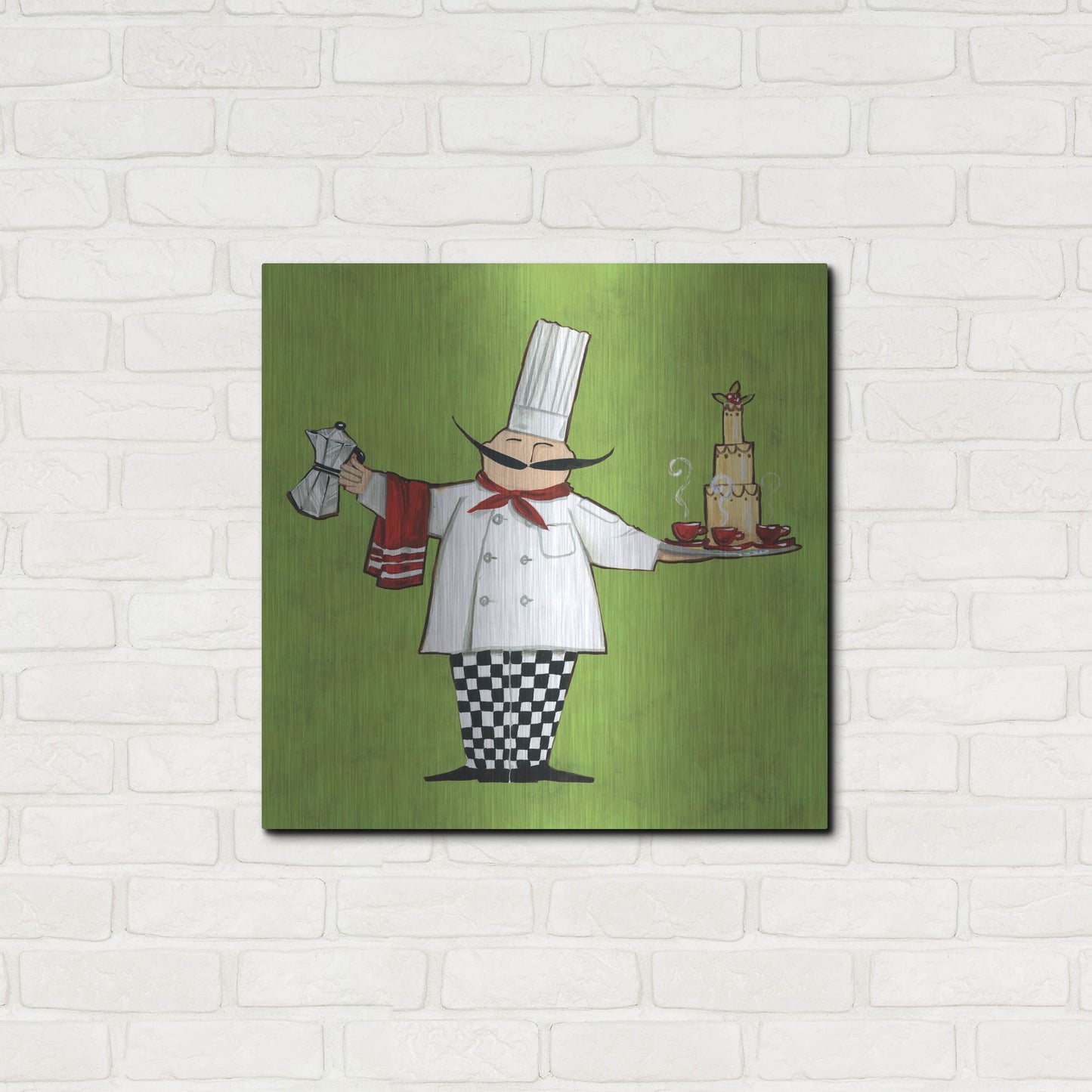 Luxe Metal Art 'Cafe Chef in Color' by Anne Tavoletti, Metal Wall Art,24x24