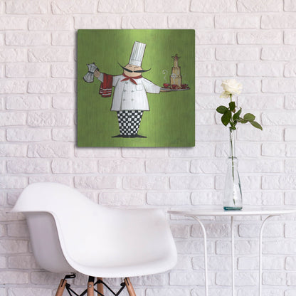 Luxe Metal Art 'Cafe Chef in Color' by Anne Tavoletti, Metal Wall Art,24x24