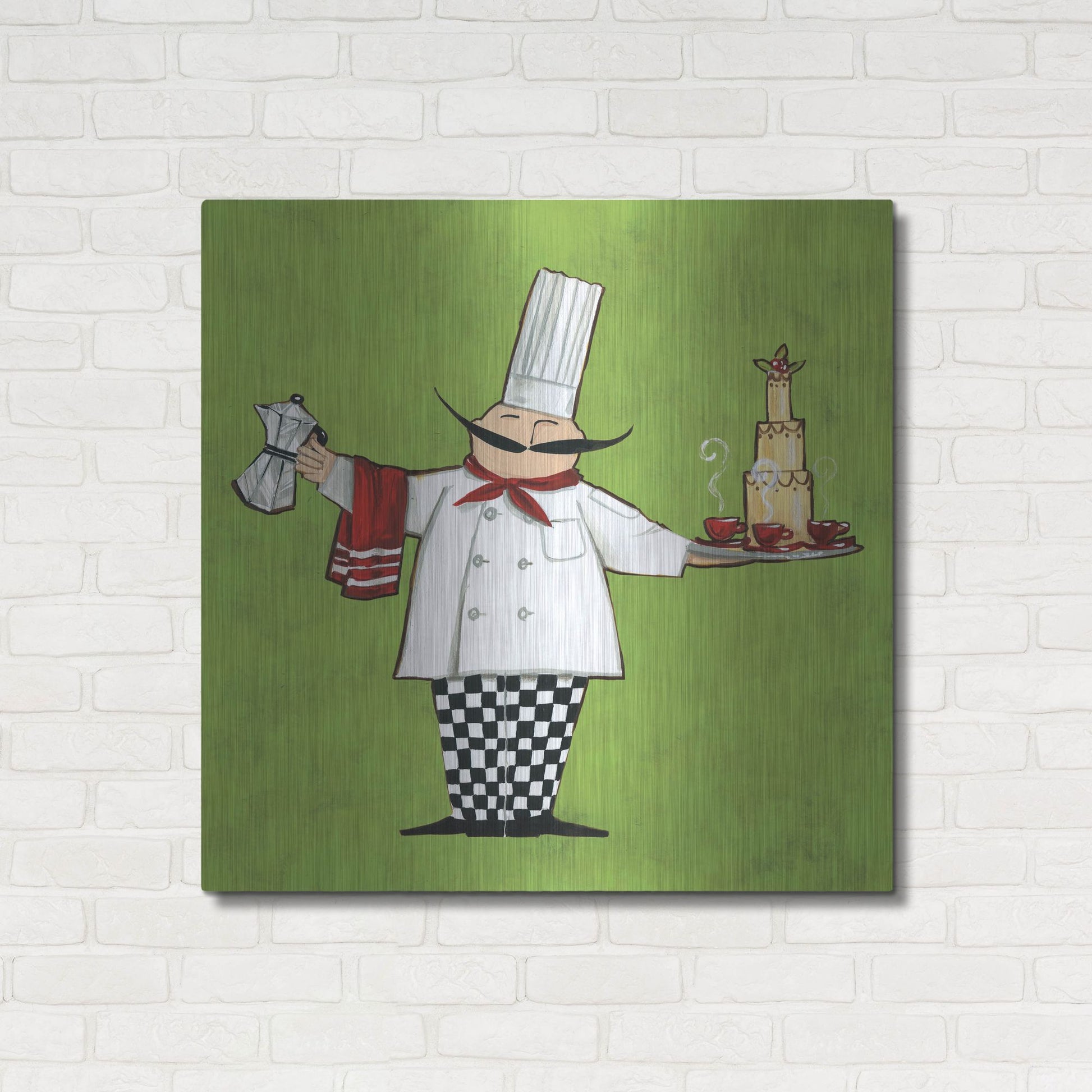 Luxe Metal Art 'Cafe Chef in Color' by Anne Tavoletti, Metal Wall Art,36x36